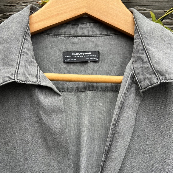 Zara Charcoal Shirt w/three quarter length sleeve - Size L - Picture 2 of 5